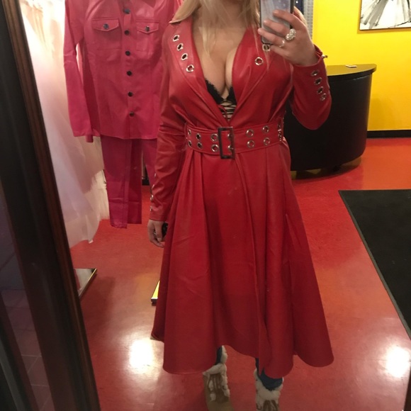 Multiverse red leather grommet belt jacket - Picture 5 of 8